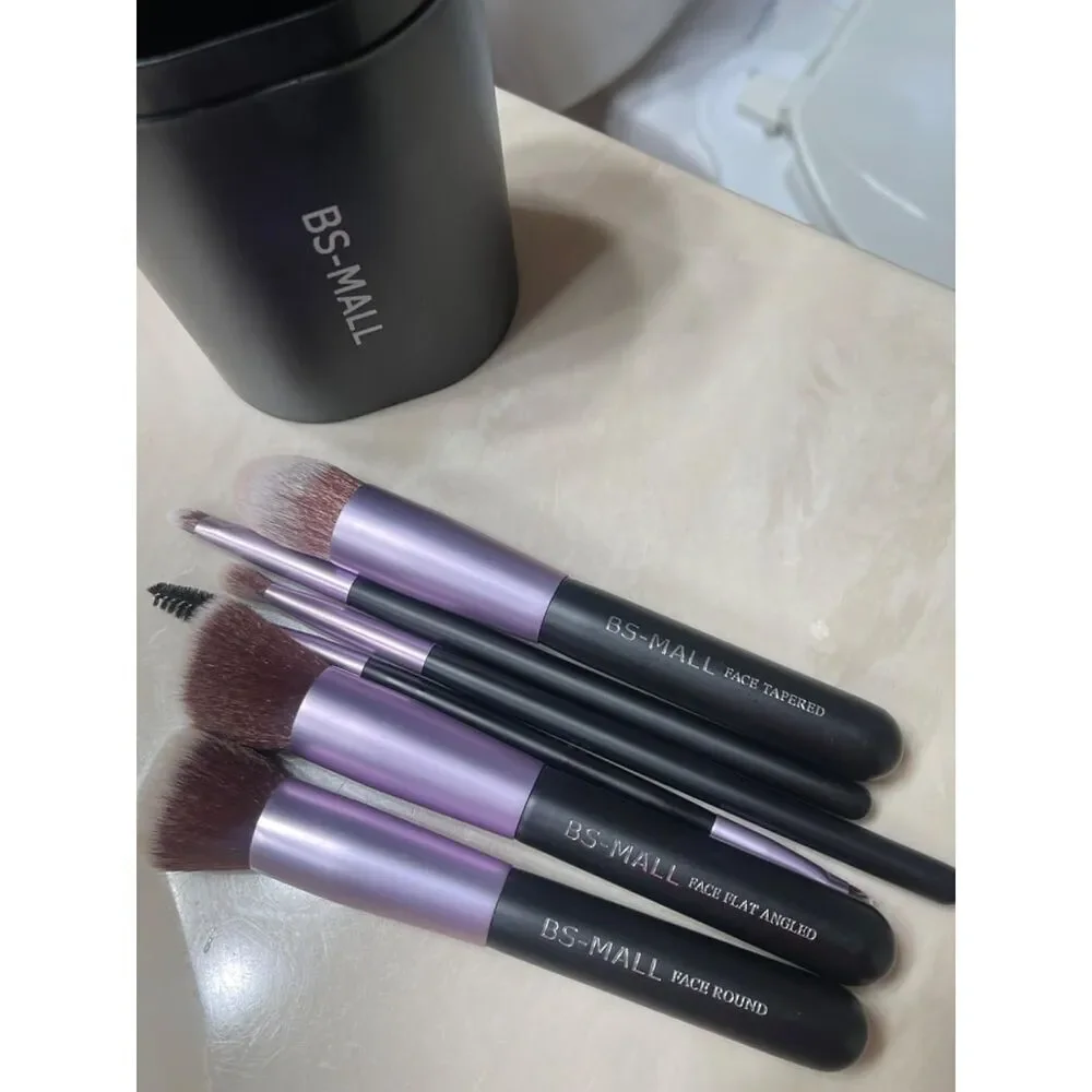 Bs-Mall 14 Pieces Purple Premium Synthetic Makeup Brushes With Travel Case